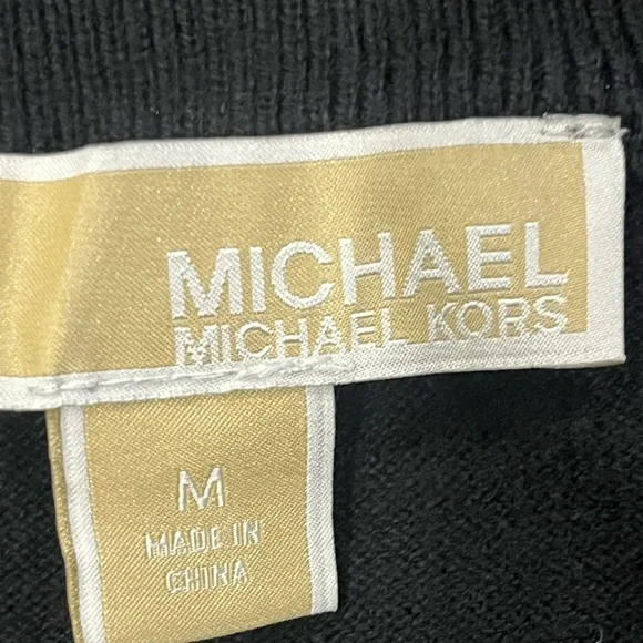 Michael Kors Women Black Short Sleeve sweater top Studded Logo Zs Medium - Picture 9 of 9